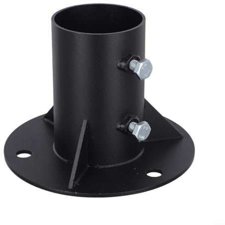 Soporte redondo de acero para montaje en suelo para buzón de jardín, pilares cilíndricos, color negro, 65-78 mm (65 mm)
