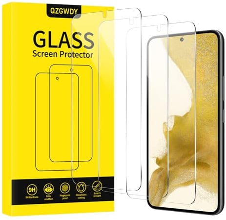QZGWDY Verre Trempé pour Samsung Galaxy S22 5G, Lot de 3 Film Protection Écran Vitre Protecteur Protege Haute Transparence, Sans Bulles, Dureté 9H, Facile à Installer