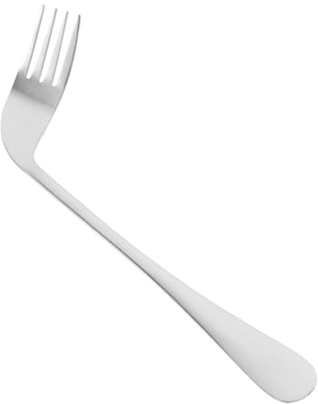 FRCOLOR Gebogene Abgewinkelte Edelstahl Gabel für Linkshänder Esshilfe für Ältere Patienten Schonend zum Zahnfleisch Selbstfütterndes Besteck für Bettlägerige
