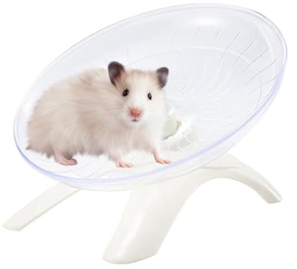 Hamster Flying Saucer Silent Running Wheel, 7 Inch, Suitable for Guinea Pigs, Hamsters, Hedgehogs and Other Small Animals to Ensure Safe Exercise (White)