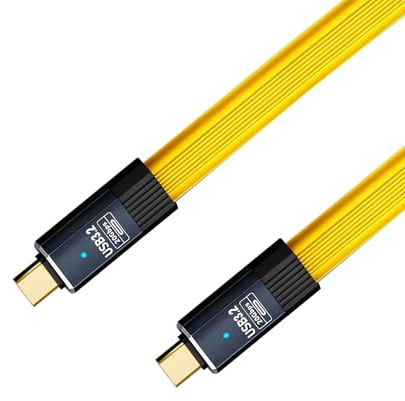 FINEANDENG 100W USB-C Short Fast Charging Cable Type-C Male to Male FPC Flexible Ribbon Cable USB 3.2 Data Cable for Mobile Phones,Power Banks,Laptops,etc (Yellow-0.5M)