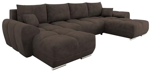 Mirjan24 Ecksofa Lonkor U, Eckcouch mit Schlaffunktion Bettkasten U-Form, symmetrische Ottomane, Sofa Couch Wohnlandschaft (Lumo 40)