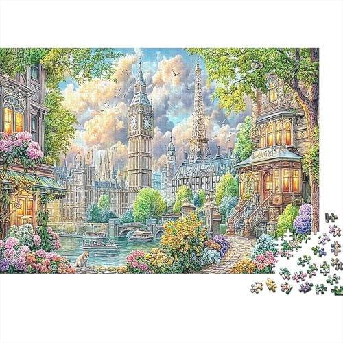 World Cities Collage Jigsaw Puzzle 1000Pc Recycled Paper for Adults Puzzle Fun Challenging Family Game for Killing Time Great Gift for Anxious People 70x50cm/1000pcs