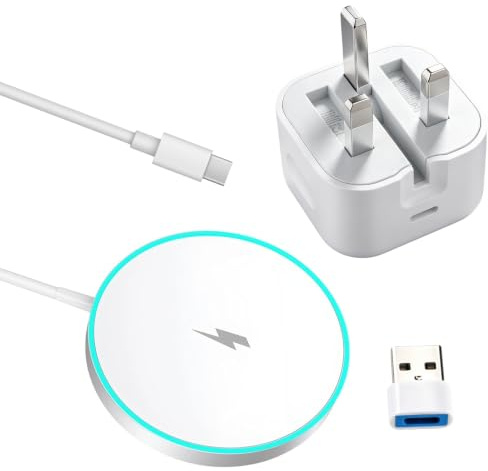 15W Magnetic Wireless Charger with 20W USB C Plug Charger for iPhone 17 16 | for iPhone 15 14 13 12 Pro Pro Max Air Plus AirPods Magnetic Wireless iphone Charger Pad Fast Wireless Charger