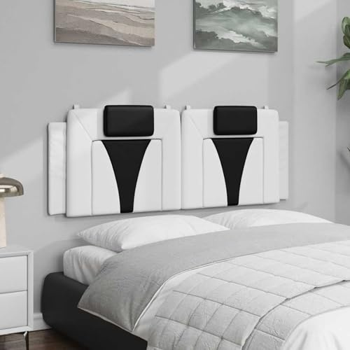 Fecpoo Kopfteil-Kissen Viana – gepolstertes Bett-Kopfteil-Polster aus strapazierfähigem Kunstleder, 120 cm Breite, weiß und schwarz, 1 Stück