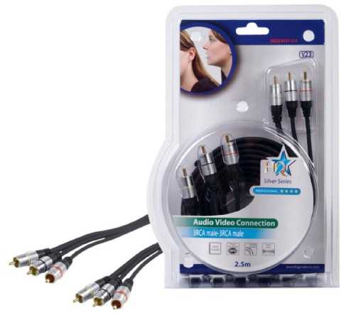 HQ HQSS3521/2.5 Câble de connexion audio/vidéo RCA stéréo haute qualité