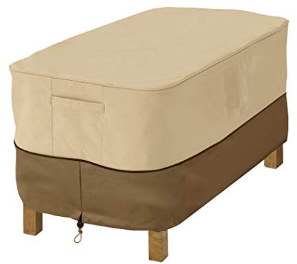 Classic Accessories Veranda Wasserfeste Abdeckung für rechteckige Gartenhocker und Beistelltische, Kiesel/Rinde/Erde (81 cm, klein)