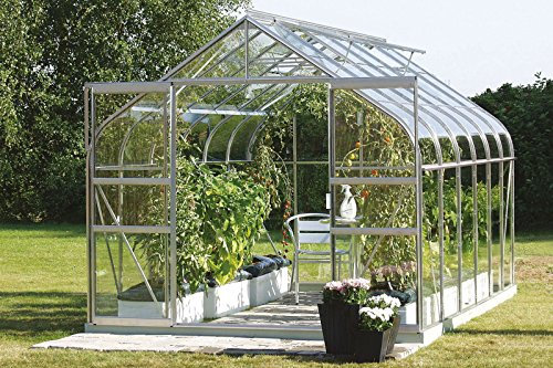 Vitavia Gewächshaus Diana - Ausführung:9900 ESG 3 mm Alu, Fläche:ca. 9,9 m², Fenster:4, Maße:263 x 383 cm, Sockel:255 x 379 cm,