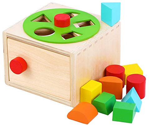 Toys of Wood Oxford Kinder Steckwürfel aus Holz - Formen und Farben sortieren - Steckspiel für Babys - Steckbox Holzspielzeug