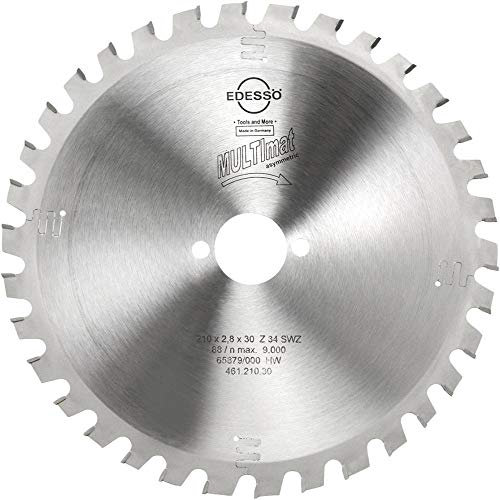 Edessö 46121030 HM-Kreissägeblatt Präzision-Super WZ 2/7/42 HW, Z=34 SWZ, 210 x 2,8/1,8 x 30 mm, Silber