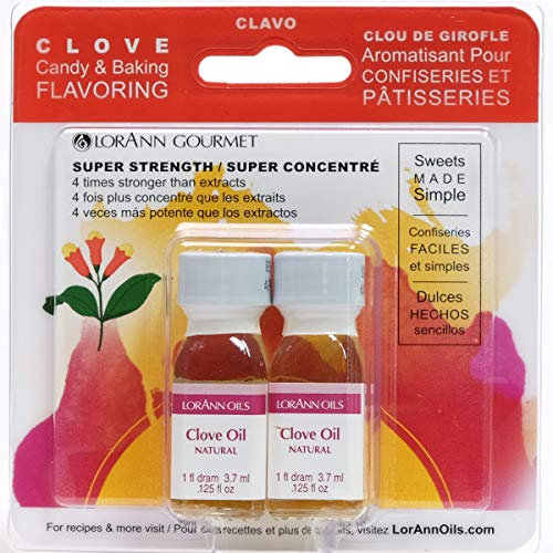 LorAnn Huile de feuille de clou de girofle SS Saveur naturelle, 1 flacon dram (3,7 ml – 1 cuillère à café) Lot de 2