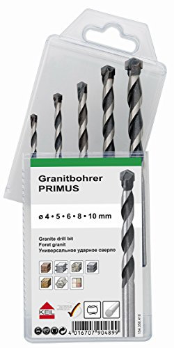 KEIL Schlagbohrersortiment Granitbohrer PRIMUS, 5-teilig, Ø 4,0 / 5,0 / 6,0 / 8,0 / 10,0 mm, in MultiPack, 154 350 410