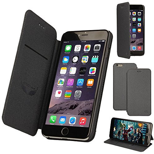 TECHGEAR iPhone 6s Plus, iPhone 6 Plus Svelte Case, Stylish Slim Folio Protective Case Cover with Card Slot & Stand in Metallic Inspired Colours fits Apple iPhone 6s Plus, iPhone 6 Plus (5.5) (Grey)