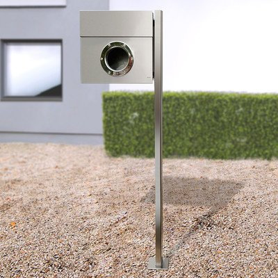 Radius Standbriefkasten Letterman XXL Edelstahl mit Zeitungsrolle + Pfosten - 567