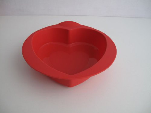 TUPPERWARE Backen Silikonform Herz rot Silikon Form Silikonherz Torte Easyplus