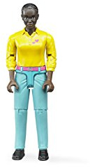 bruder 60404 - Minifigur - bworld Frau mit dunklem Hauttyp und türkiser Hose
