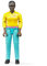 Bruder 60404 Minifigur-bworld Frau mit dunklem Hauttyp und türkiser Hose, Mehrfarbig