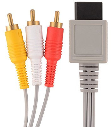Link-e : Cable Audio Video RCA avec Connecteurs Plaqués Or Compatible avec la Console Nintendo Wii et Wii-U