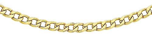 CARISSIMA Unisex 9ct Yellow Gold Hollow 2.2 mm Curb Chain Necklace of Length 51 cm/20 Inch