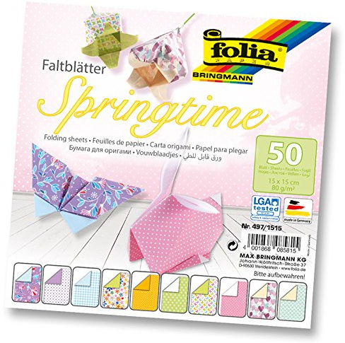 CREATIV DISCOUNT NEU Faltblätter Springtime, 50 Blatt, 15 x 15 cm