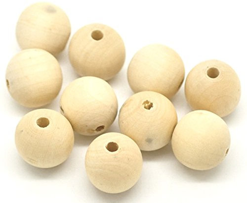 Sadingo, perline di legno, 50 pezzi 2 cm, sfere di legno, perline di legno con foro non verniciate per fai da te e da dipingere