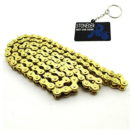 STONEDER Chaîne 420 Or 104 maillons pour Moteur Chinois 110 CC 125 CC Pit Dirt Moteur Trail Bike ATV Quad 4 Wheeler Moto