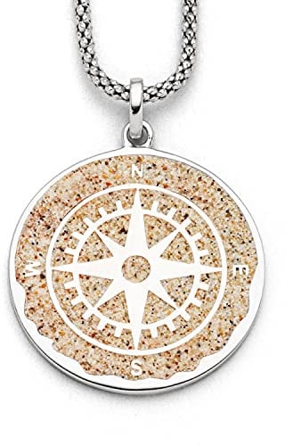 DUR Schmuck großer Anhänger Kompass Strandsand, Silber 925/-rhod. 31mm x 25mm (P3202)