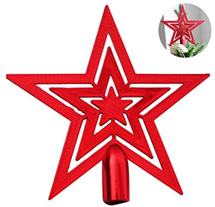 DANCEPANDAS Weihnachtsbaum-Spitze Baumspitze Stern Weihnachtsbaum Kunststoff Deko (Rot)