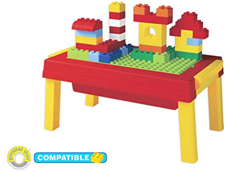 Unico Plus Tisch Spieltisch mit 50 Bausteinen große Grundplatte