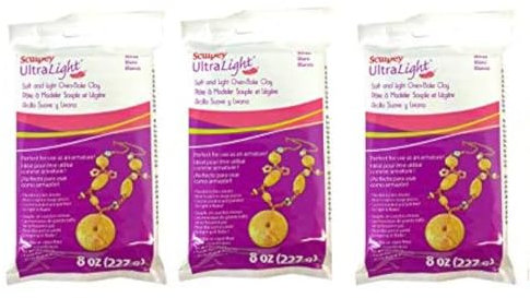 Sculpey Ultra Light Soft and Light Oven-Bake Clay White Polymer Clay Pack of 3 with Tru Inertia Pencil