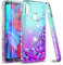 LeYi - Carcasa para Xiaomi Redmi Note 7/Note 7 Pro con Cristal Templado [2], niña Personalizada, líquido con Purpurina Transparente 3D Silicona Gel TPU antigolpes, Kawaii, Funda de Color Turquesa