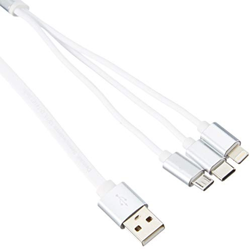 Delock USB 3 in 1 Aufrollladekabel für 8 Pin/Micro USB/USB Type-C™ weiß