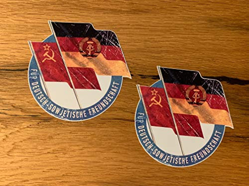24/7stickers #764 /2X DDR Aufkleber je ca. 9x8,5cm Friedship UDSSR Russland VEB DDR Traktor ZT Landwirtschaft Oldtimer Retro Vintage Osten für Trabant Lada Niva Barkas Simson usw.