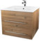 Alpenberger Waschbecken Badezimmer Waschtisch mit Unterschrank 60 cm Breit Hängend | Gäste WC Waschbecken mit Unterschrank Bad Möbel Modern Set | Kleiner Waschbeckenunterschrank Bambus Farbe