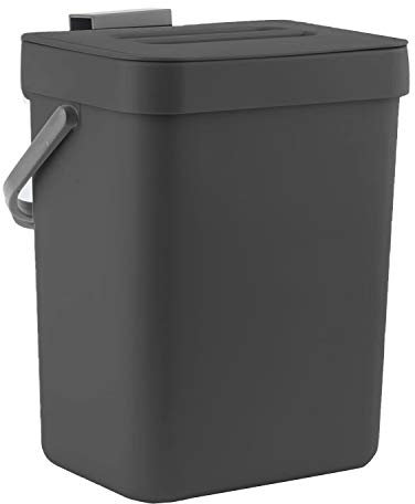 Mini Countertop Trash Can, LALSTAR Compact Waste Basket Garbage Can, Small Trash Bin with Lid for Desk/Office/Dorm, 3L/0.8 Gal, Black