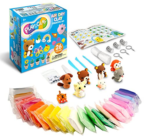 TBC Kinderspielzeug Knete Play, Kinderknete Tier Thema, DIY Geschenk, Lufttrocknender Ton, Handgefertigtes Spielzeug, Knete Set für Kinder