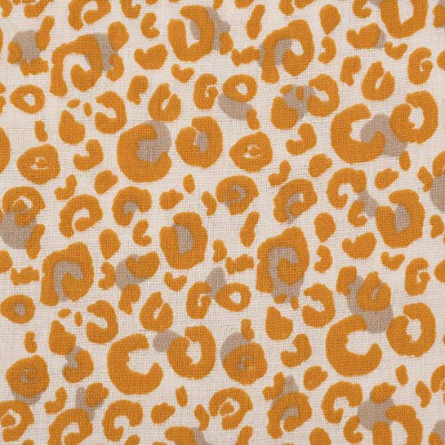SCHÖNER LEBEN. Double Gauze Musselin glatt Leopardenmuster weiß beige Ocker 1,35m