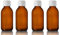 This Health 150ml Amber Glass Bottles with white Medicap lids ~ Pack of 4 ~ Child resistant closure, refillable, reusable, and travel sized strong medicine bottle.