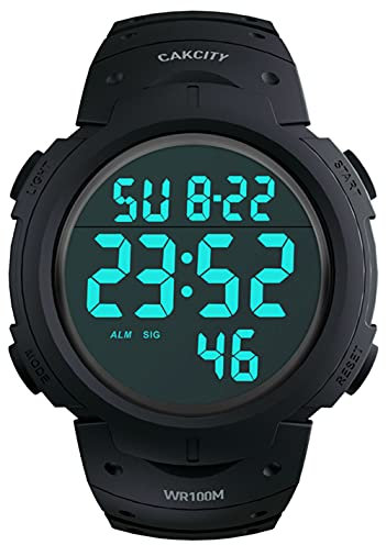 CakCity orologio sportivo digitale da uomo impermeabile 100 m con sveglia cronometro a LED grande display