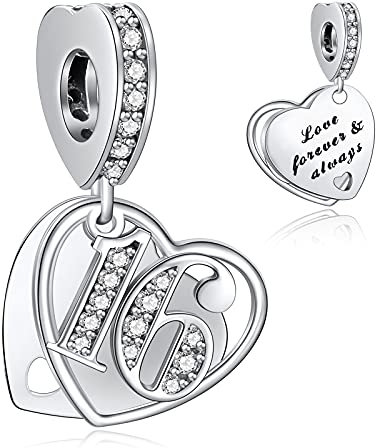NINGAN 16 Charme-Charms-Anhänger 925 Sterling Silber Charm Bead für Chamilia und europäische Armbänder und Halsketten