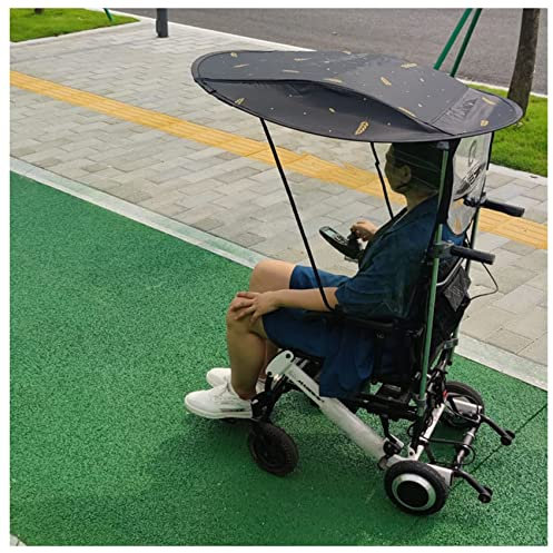 MYENA Elektrischer Rollstuhl-Regenschirm, Sonnenschutz, Regenschutz, UV-beständiger Schutz, Rollstuhl-Überdachungs-Regenschirmständer für die meisten Rollstühle