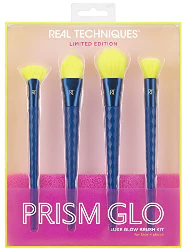 Collection PRISM GLO: Luxe Glow Brush Kit Ensemble de pinceaux pour visage avec serviette royale technique