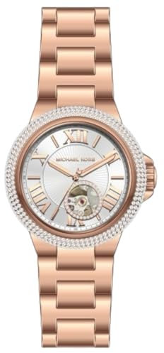 Michael Kors Reloj Camille para mujer, movimiento cronógrafo de cuarzo de 33 mm con correa de acero inoxidable, Oro cobrizo