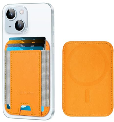 Magnetischer Kartenhalter für Apple Magsafe, magnetischer Kartenhalter Magsafe für iPhone 12 iPhone 13/14 Magsafe Wallet, passend für 6 Karten, Orange
