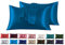 Satin Kissenbezug 40 x 80 cm 2 Stück- 100% Satin, Superweicher Kopfkissenbezug, Kissenhülle Marine blau