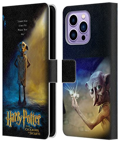 Head Case Designs Officially Licensed Harry Potter Dobby Poster Chamber Of Secrets III Leather Wallet Case Compatible With Apple iPhone 14 Pro Max