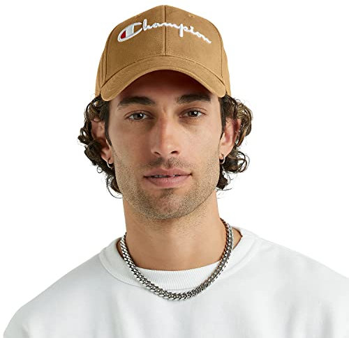 Champion Herren Mütze, klassischer Baumwoll-Twill, Verstellbarer Lederriemen, Kappe Baseballkappe, Sandrock 3D Script, Einheitsgröße