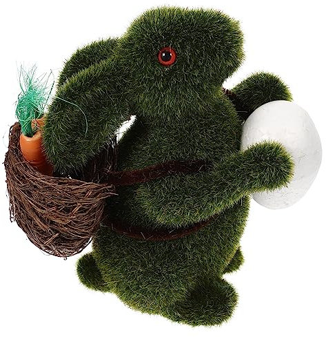 Unomor Osterhase Lebensgroße Statue Beflockte Tierfiguren Desktop-Kaninchen-Dekoration Plüschhasen-osterkorb Gartendekoration Kleines Tier Hasenfigur Masse Moos Haushalt Nistkasten Schaum
