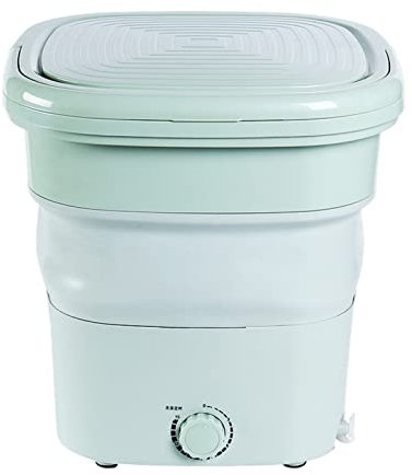 Linmeng Piccola Lavatrice Pieghevole con Apertura dall'alto a Basso Rumore/con Porta di Scarico, Adatta for Campeggio/Viaggio/Camper (Color : Green)