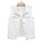 NLAVW Gilet en Jean Femme Gilet en Jean Grande Taille 5XL-6XL Veste Courte sans Manches Gilet Vintage Jean Gilet Cardigan déchiré Femme,Blanc,M